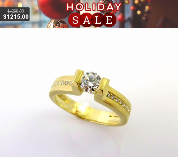 Wedding - Sale - Diamond engagement ring, Solitaire engagement ring, Round diamond engagement ring, Bridal Engagement Ring, Tension ring, Diamond ring