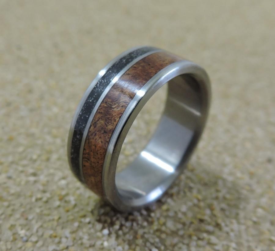 Свадьба - Titanium Ring, Meteorite Ring, Wood Ring, Mesquite Ring, Mens Ring, Womens Ring, Wedding Band, Handmade Ring, Engraved Ring, Personalized