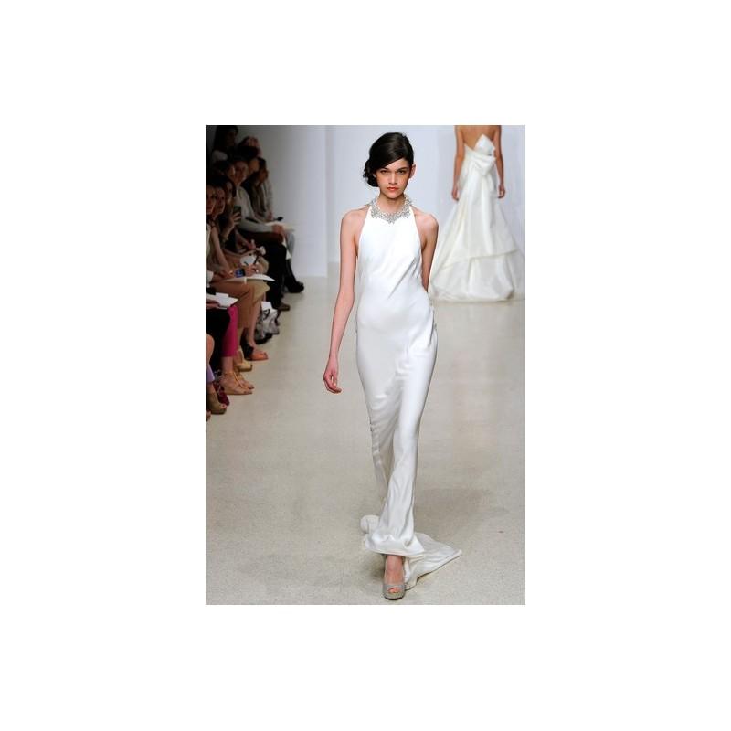 Hochzeit - Amsale SS13 Dress 19 - White Full Length Spring 2013 Sheath High-Neck Amsale - Nonmiss One Wedding Store