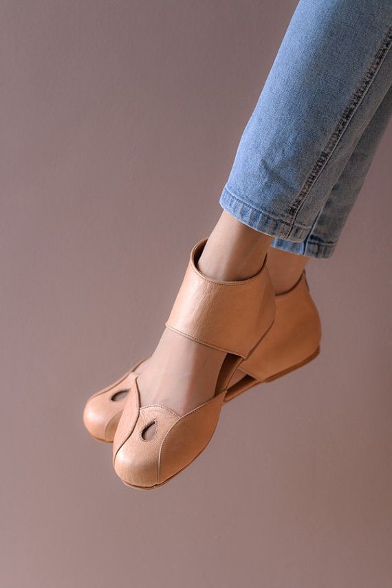 زفاف - Womens Shoes  Caramel Flats  Leather Shoes  By TheBalletBird