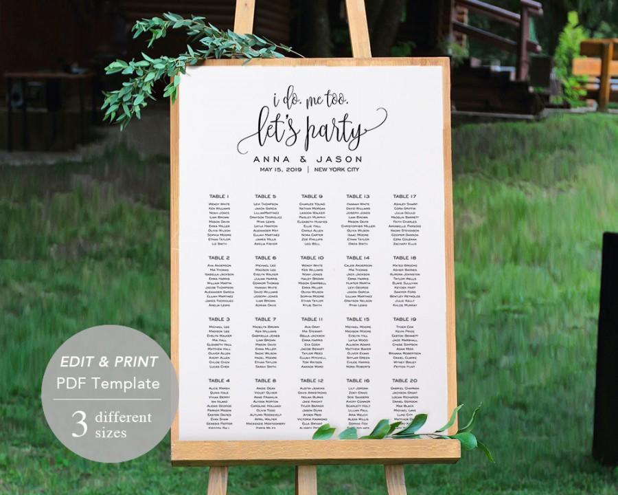 Wedding - Wedding Seating Chart Template, Seating Chart Printable, Seating Board, Printable File, Editable PDF, DIY, Instant Download, Rustic Wedding
