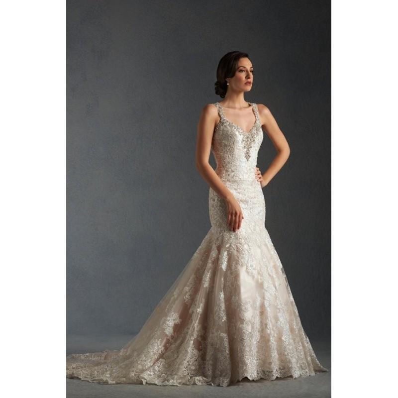 Hochzeit - Style 8511 by Bonny - Essence Collection - Mermaid Cathedral Floor length Lace V-neck Dress - 2017 Unique Wedding Shop