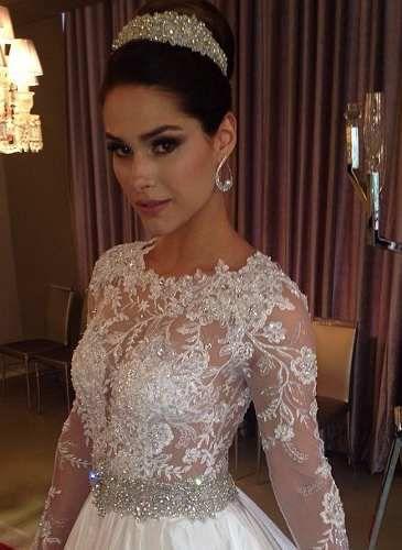 Hochzeit - Vestido De Noiva Renda Bordada Modelo Princesa - R$ 2.999,00