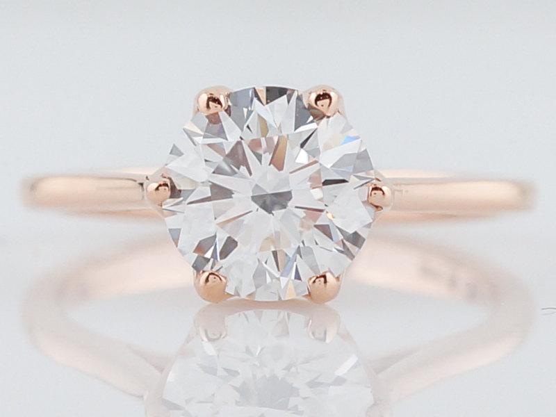 Wedding - Engagement Ring Modern GIA 1.71 Round Brilliant Cut Diamond in 18k Rose Gold
