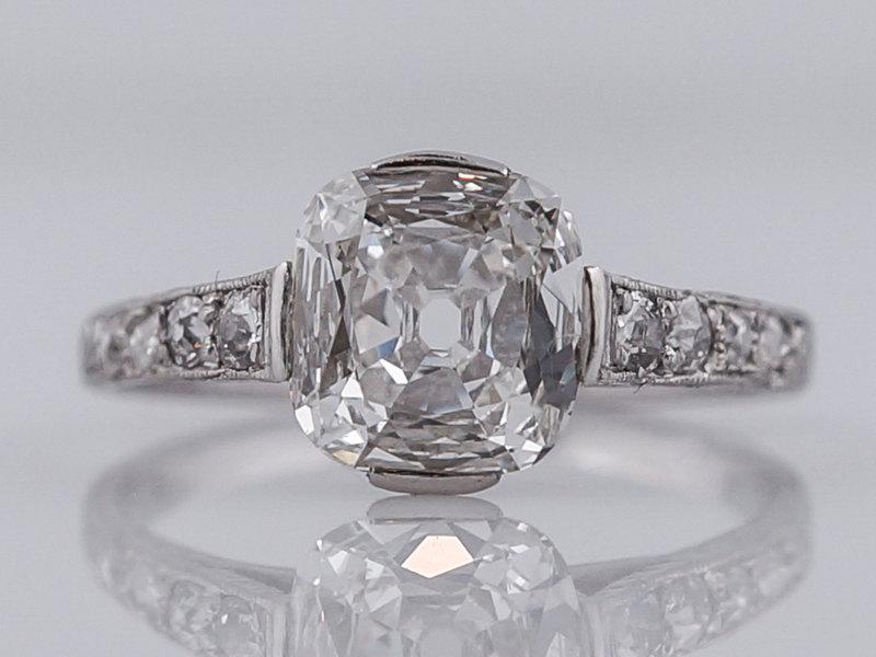 Wedding - Antique Engagement Ring Art Deco GIA Certified 1.39 Cushion Cut Diamond in Platinum