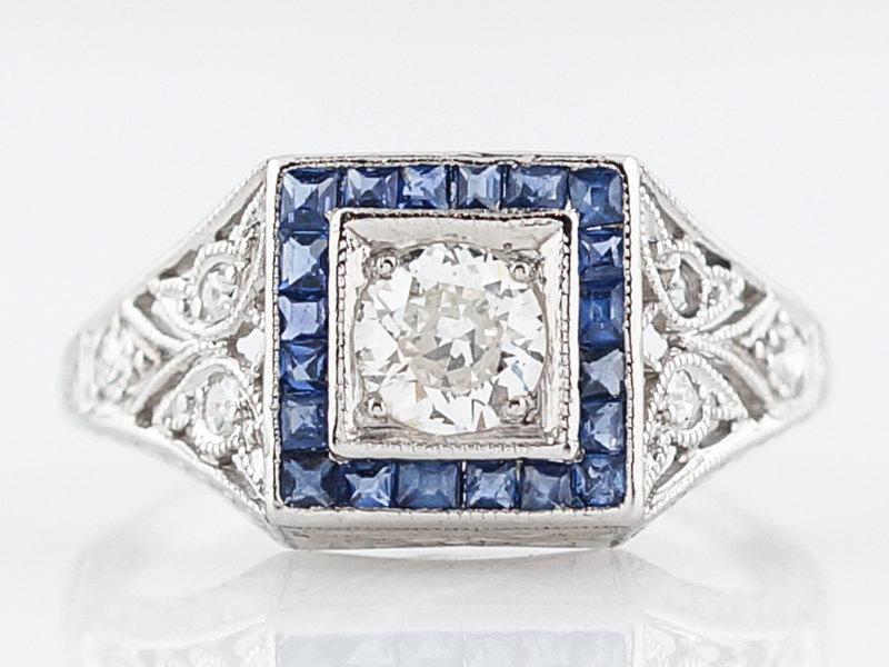 Wedding - Antique Engagement Ring Art Deco .28 Old European Cut Diamond in Platinum