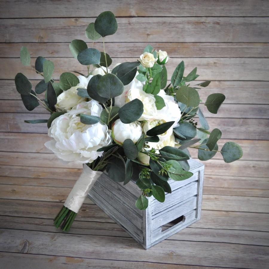 Wedding - Eucalyptus Bouquet, Seeded Eucalyptus, Bohemian Bouquet, Greenery Wedding, Peony Eucalyptus, Peony Bouquet, 2017 Bouquet, Wedding Bouquet