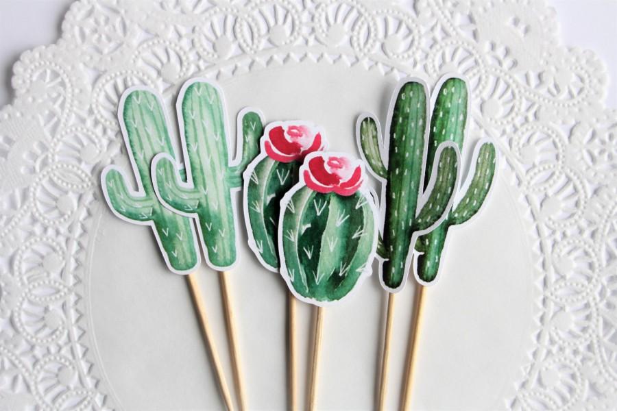 Mariage - Cactus Cupcake Toppers. Cactus Theme. Fiesta Theme. Mexican Party. Baby Shower. Bridal Shower. Birthday Party. Party Decorations. Desert.