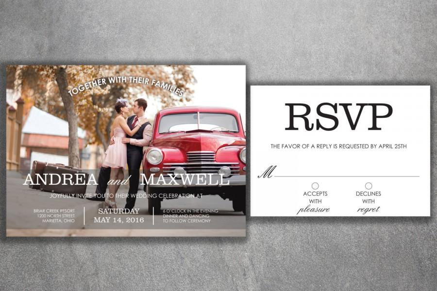 زفاف - Affordable Photo Wedding Invitations Set Printed - Cheap Save the Date, Photo, Modern, Engagement photo, Invite, RSVP