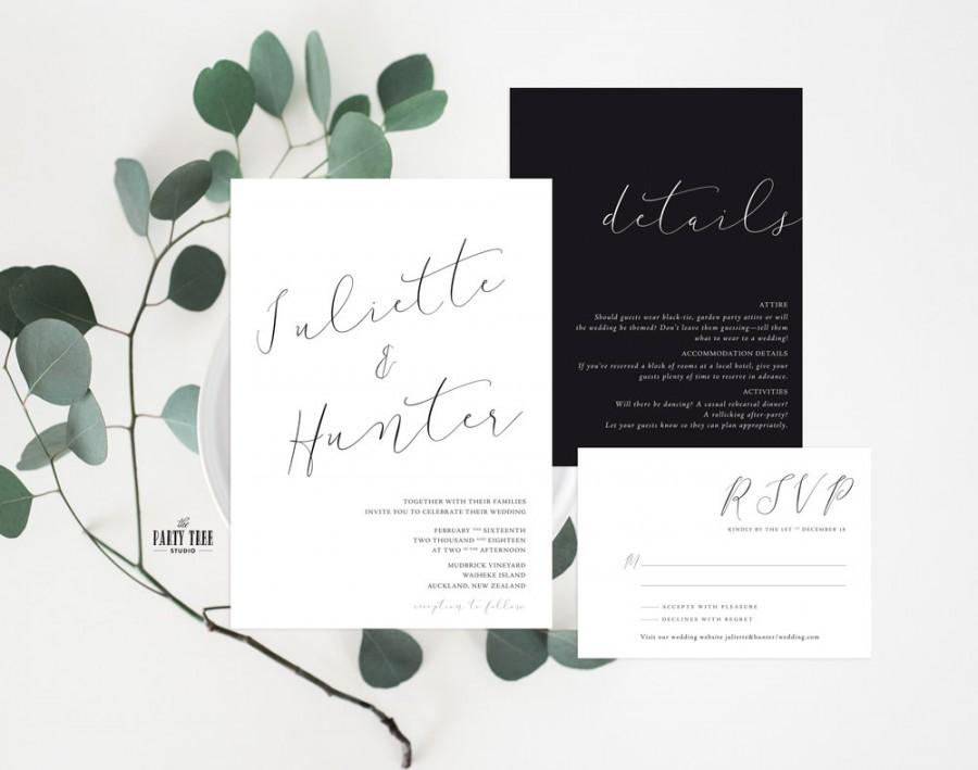 زفاف - Minimal Wedding Invitation Printable , Wedding Stationery Suite , Modern Wedding Invitation Suite , Wedding Details , Printable Wedding