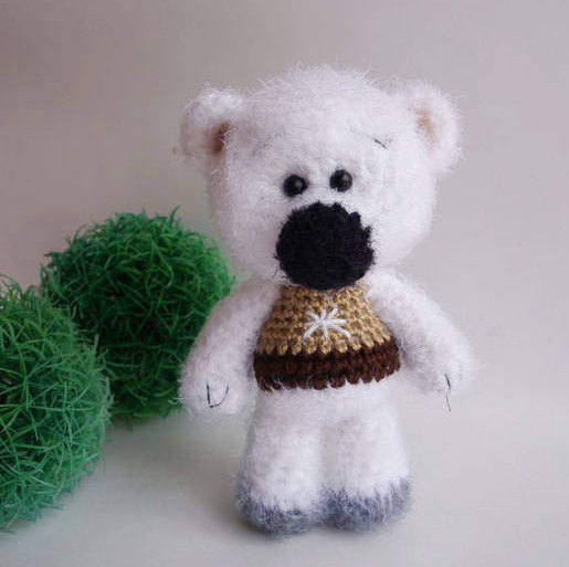 Wedding - Plush white Bear stuffed toy woodland plush bear doll stuffed bear woodland animal little bear crochet toys softie bear Easter decor