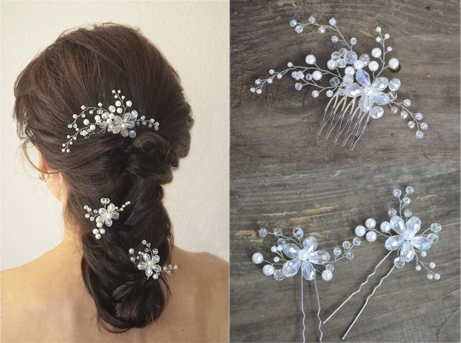 Свадьба - Long hair vine, Bridal hair pins, Floral Hair Comb, Pearl Hairpiece, Wedding headpiece, Bridal Hair Accessory, Bridal Hair Comb, Hair pins