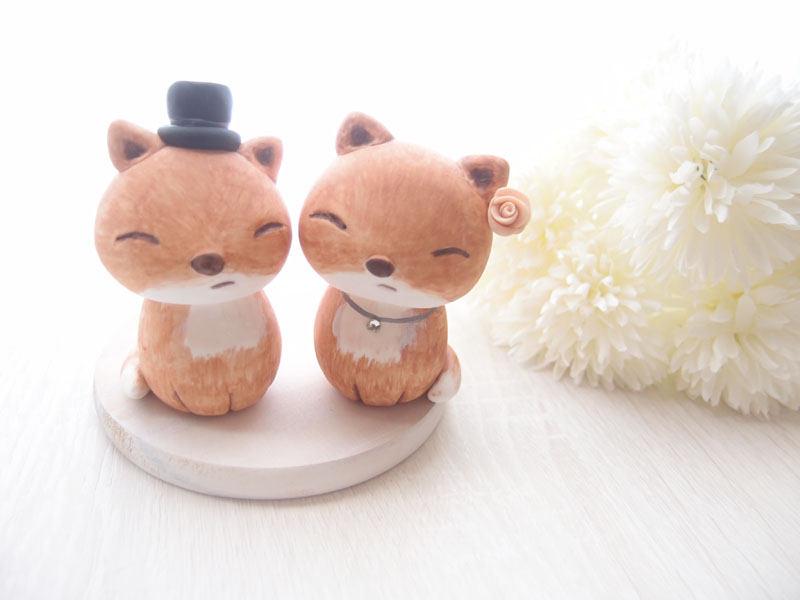 Mariage - Love Wedding Cake Toppers - Red Fox with base