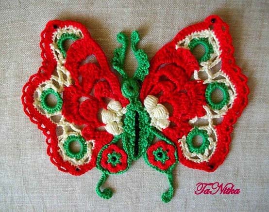 Hochzeit - Butterfly Lace Irish Crochet Art Moth Appliqué Embellishment Сlothes Decoration Knitted Trim Textile - $18.00 USD
