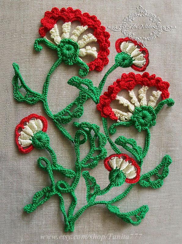 Hochzeit - Crochet Flowers Applique Irish Lace Handwork Knitted Decoration Clothes Finishing Trim - $25.00 USD