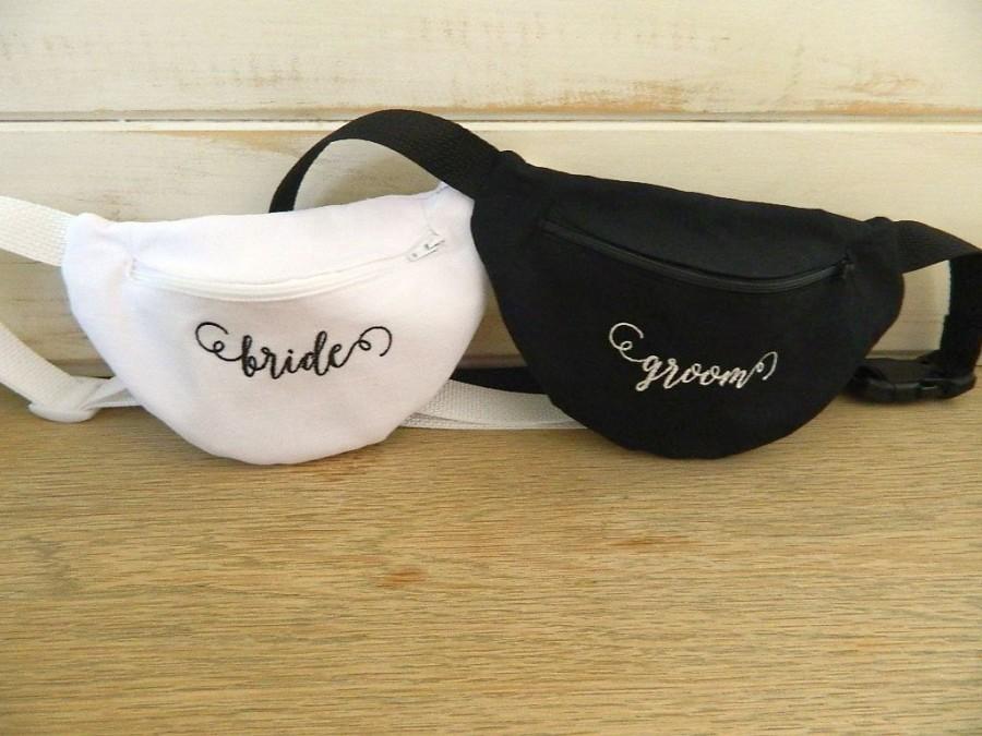 Mariage - Embroidered Fanny Packs - Money Belts - Bride and Groom - Mr and Mrs - Weddings - Monogrammed
