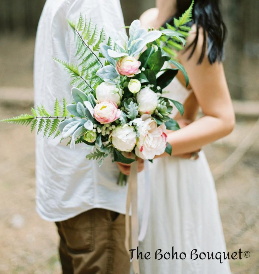 Mariage - Boho bouquet, greenery bouquet, woodland bouquet, rustic bouquet, bridal bouquet, silk bouquet, wedding bouquet, whimsical bouquet,