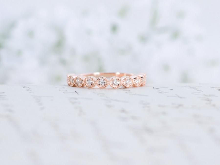 Wedding - Rose Gold Wedding Band - Art Deco Ring - Stacking Ring - Eternity Ring - Wedding Ring - Promise Ring - Sterling Silver - Stacking Ring