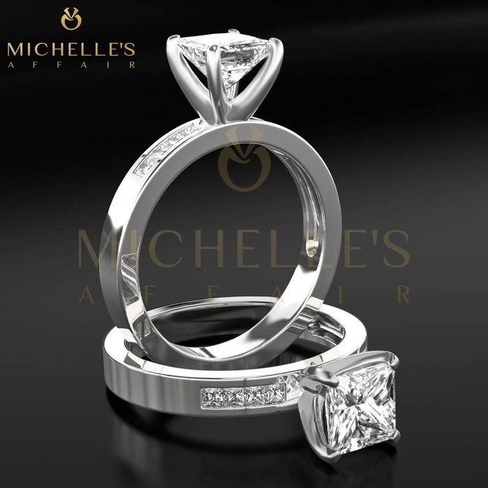 Hochzeit - Women Princess Cut Diamond Ring 14 Karat White Gold Setting Certified F SI2 2.1 Carat Diamond Engagement Ring For Her