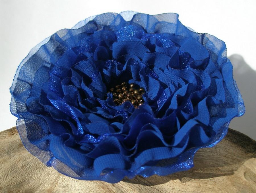 زفاف - Cobalt  Blue Flower Pin, Hair Clip,Sash or Brooch
