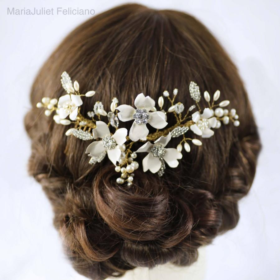 Mariage - Custom Wedding flower hair vine, Bridal Hair Vine, Wedding Headpiece, Bridal Hair Comb, Bridal Hair, Floral Headband, Bridal Crown #Regina