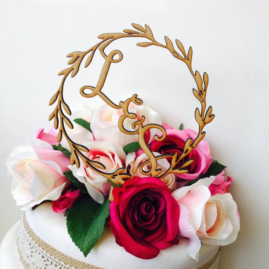 Свадьба - Monogram Wreath Cake Topper Boho wedding cake topper wreath cake topper Topper wreath cake initial Cake Topper wedding toppers