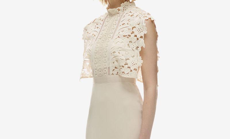 Wedding - Self Portrait Cape Detail Stand Collar Midi Dress