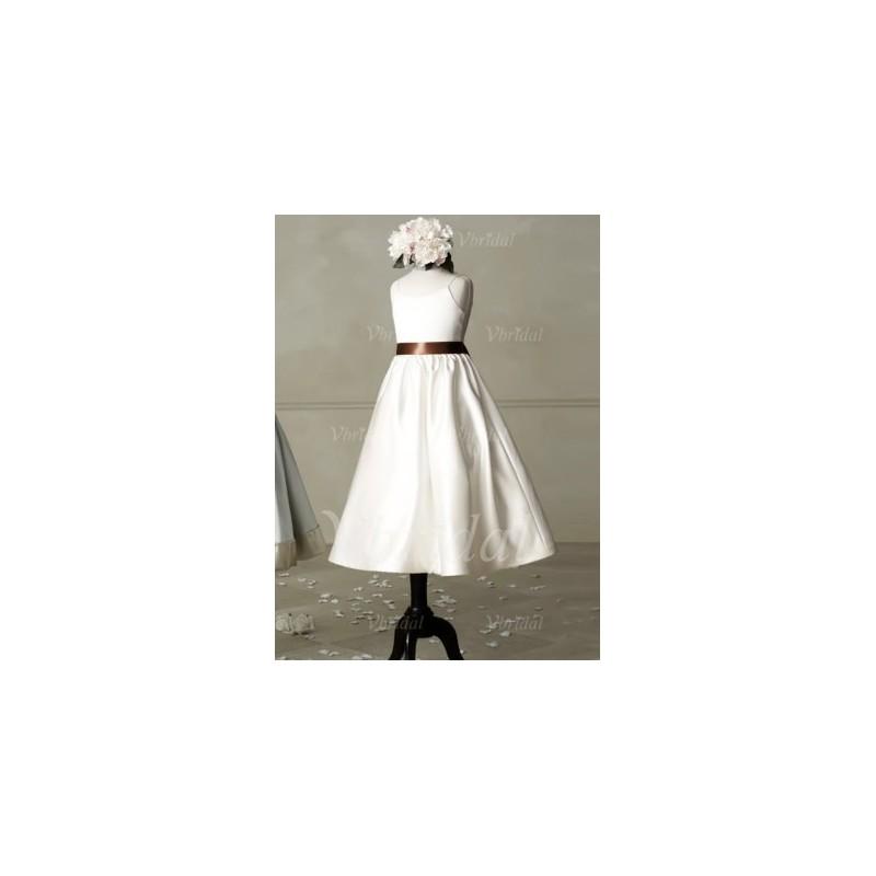 Свадьба - A-Line/Princess Sweetheart Floor-Length Satin Flower Girl Dress With Sash - Beautiful Special Occasion Dress Store