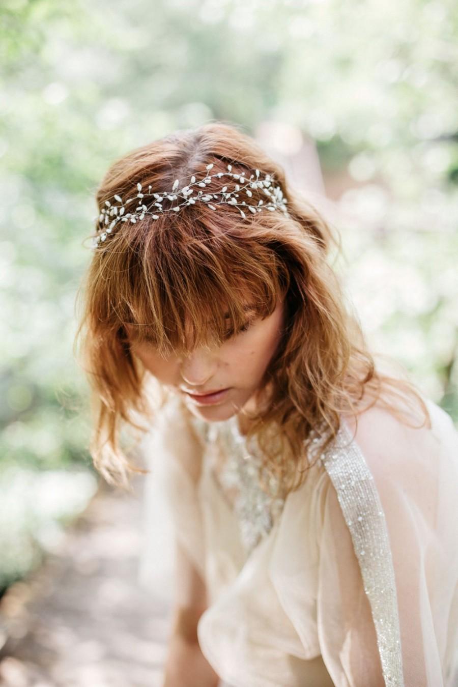 زفاف - Bridal Pearl Headband, Wedding Hair Vine, Pearl Headband , Bridal Headpiece , Bohemian Bridal Hair Accessories , Natural Pearl Headband