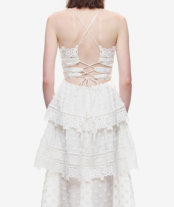 Hochzeit - 2016 Self Portrait Ivy Lace Trim Midi Dress In White