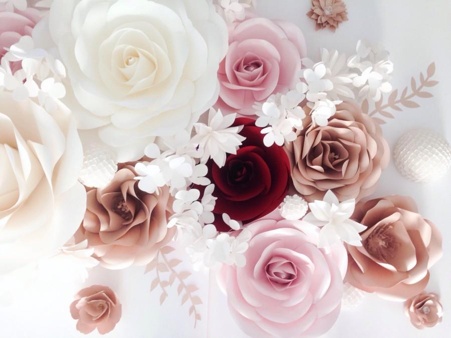 Wedding - Paper Flower Backdrop - Paper Flower Wall - Paper Flower Nursery - Wedding Paper Flower Backdrop - Large Paper Flowers - Wedding Decor