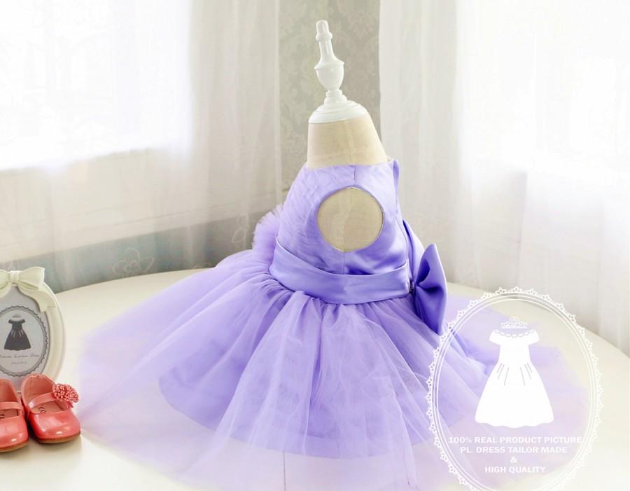 Mariage - Flower Girl Dress Lace with Purple Sash,Toddler Girl Dress,Infant Tutu,Birthday Dress Baby, PD033