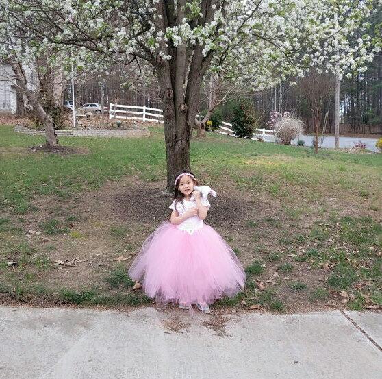Wedding - Pink Flower Girl Dress/Pink Tutu Dress/Toddler Tutu Dress/Birthday Tutu Dress/Princess Tutu Dress/Long Tutu Dress/Pink Cute Tutu Dress