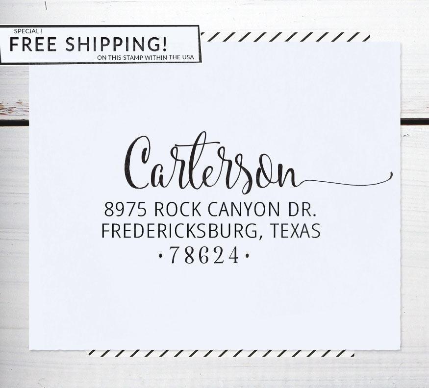زفاف - Custom Address Stamp, Self Inking Return Address Stamp, Rustic Wedding address, Calligraphy Address, or Eco Mount stamp  - Carterson