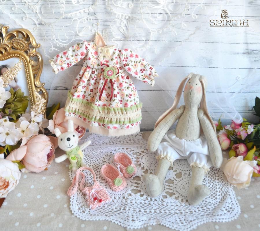 Свадьба - Bunny - Tilda bunny - Вunny Rabbit Stuffed Toy in Dress - Rag doll bunny - Rabbit Gift for girl Personalized Baby gifts girls Kids toys