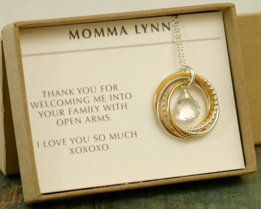 زفاف - Mother necklace, mother of the groom gift, family of 5, 50th birthday gift, mother of bride necklace, April birthstone jewelry - Lilia