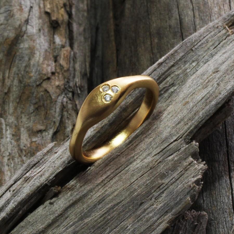 Mariage - 3 Diamond ring ,modern diamond ring, yellow Gold engagement ring,gold promise ring,unique promise ring,minimal engagement ring