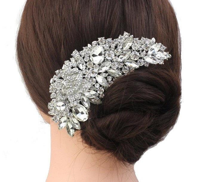 زفاف - Silver comb, rhineston comb, pearl and rhinestone hair comb, hair comb, wedding comb,