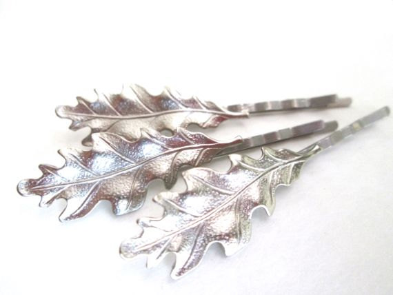 Свадьба - Silver Leaves Bridal Hairpins Bridesmaids Hair Accessories Leaf Clips  New Years Eve Jewelry Outdoor Wedding