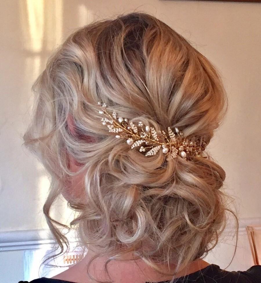 زفاف - Emily Wedding HairVine Colour options, Bridal Gold and Blush Emily Vine - Free Shipping! Bridal Hair Accessories, Wedding Hairpiece, Vine, T