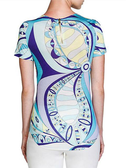 Mariage - Emilio Pucci Printed Short Sleeve Jersey T-Shirt Blue