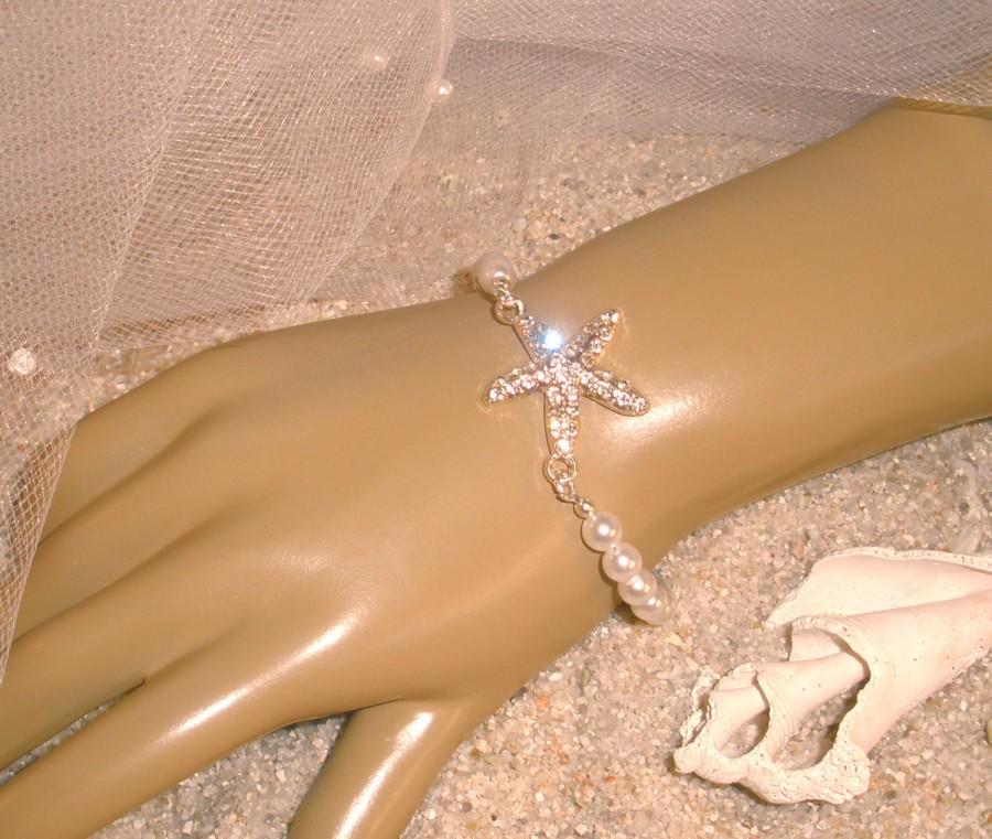 زفاف - Beach Bride Pearl Starfish Bracelet Ocean Themed Wedding Jewelry Starfish Bridal Jewelry Alternative Bride Bracelet Free Shipping Bridal