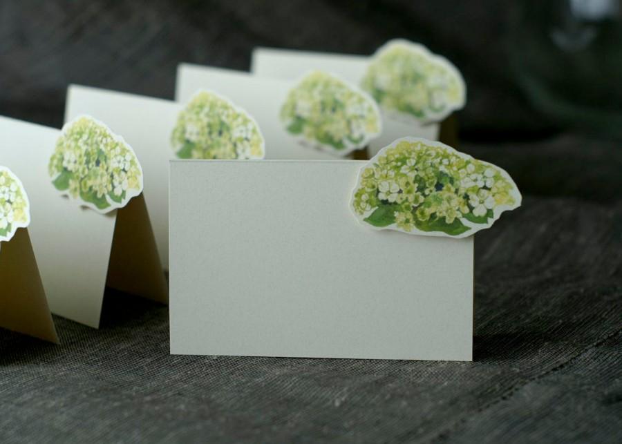 Hochzeit - Green Hydrangea Small Tent - Place Card - Escort Card - Gift Card  - Menu card weddings events
