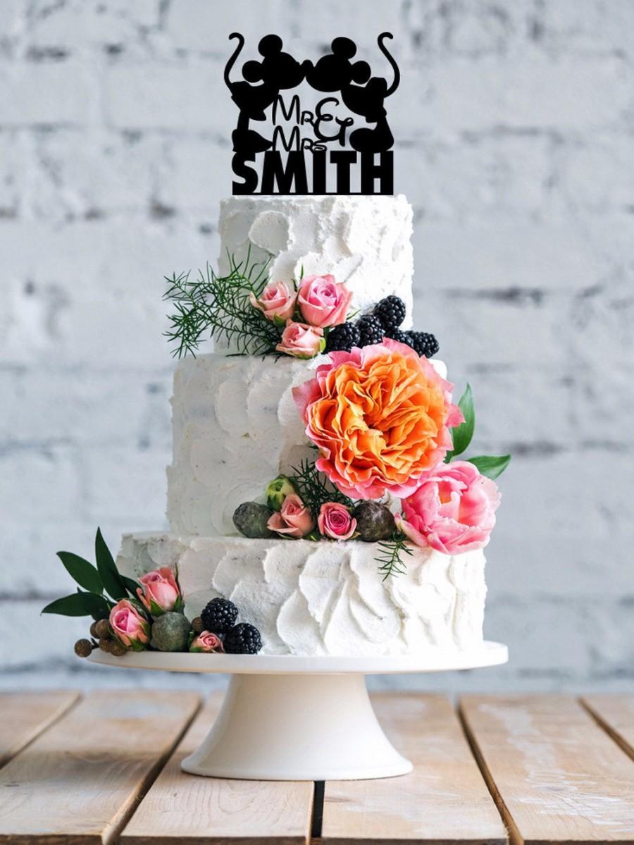 Wedding - Disney wedding cake topper- Silhouette Cake Topper- Mickey & Minnie Cake Topper- Cake Topper- Personalized Cake topper- Wedding topper