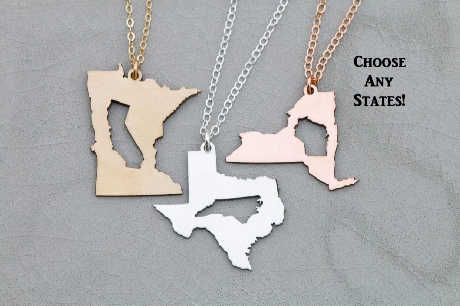 Mariage - SALE • Best Friend Gift • Friendship Necklace • Moving Gift • Long Distance Relationship • Sisters Necklace • Girlfriend Gift•State Necklace