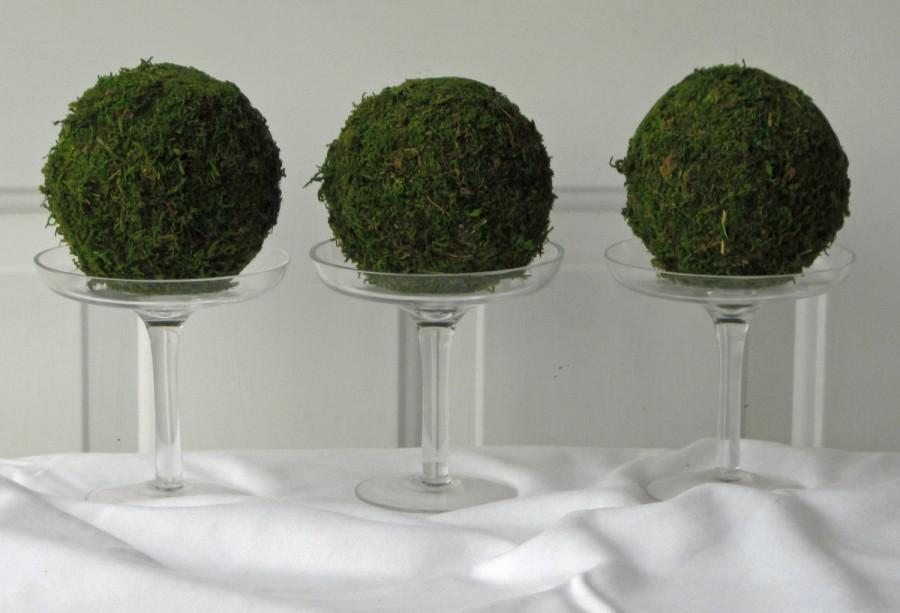 Wedding - Moss Pomander Balls, Set of 3,  4 inch Moss Balls for Home or Wedding Decor