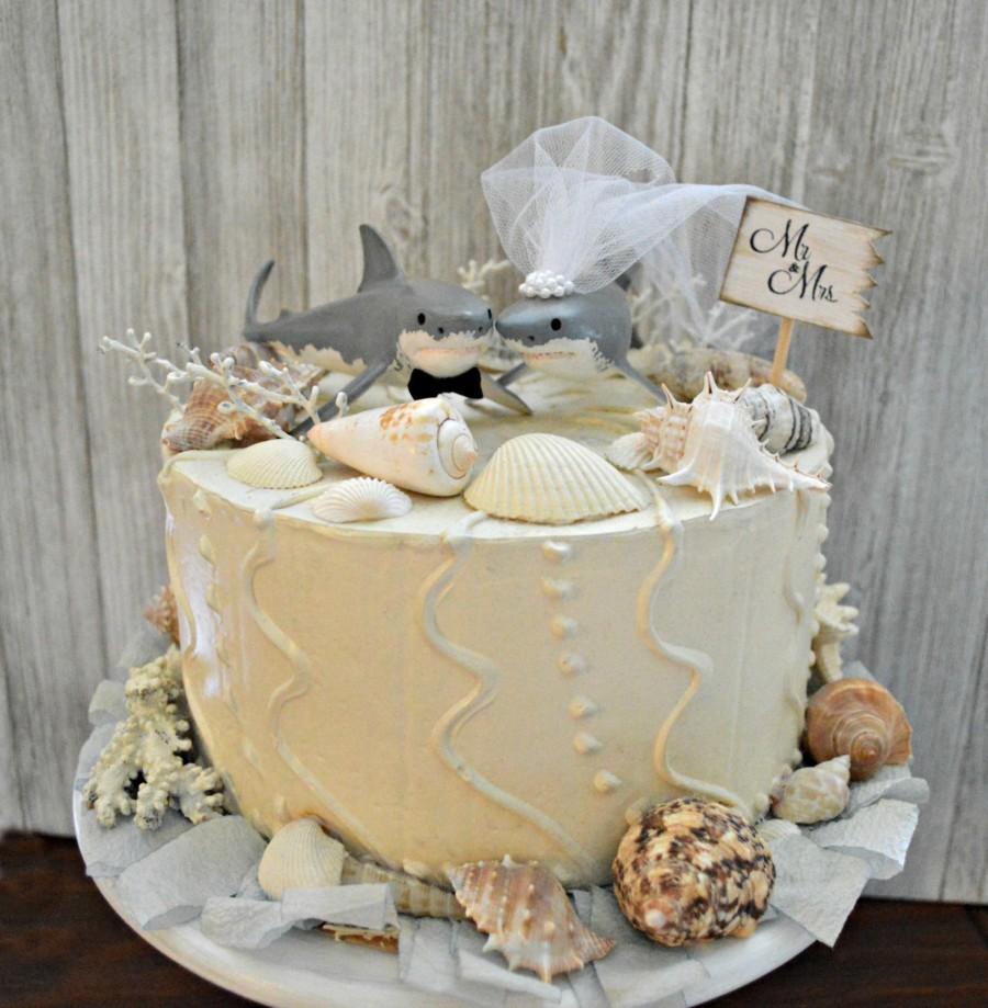 Wedding - Great White- wedding cake topper-wedding-cake topper-shark-beach wedding-shark lover-destination wedding-fisherman-nautical-fish-bride-groom