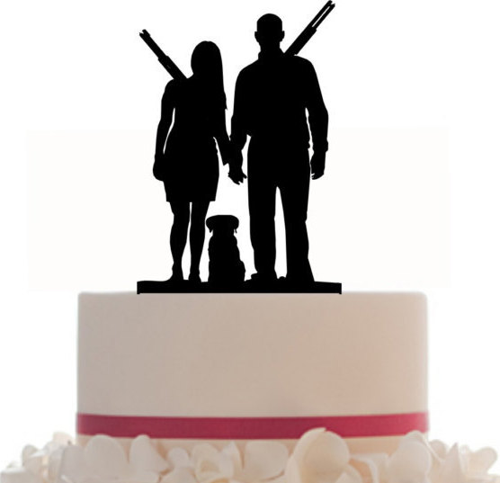 Свадьба - Wedding Cake Topper  Groom and Bride Gun Lovers Removable Spikes and Free Base For after event display
