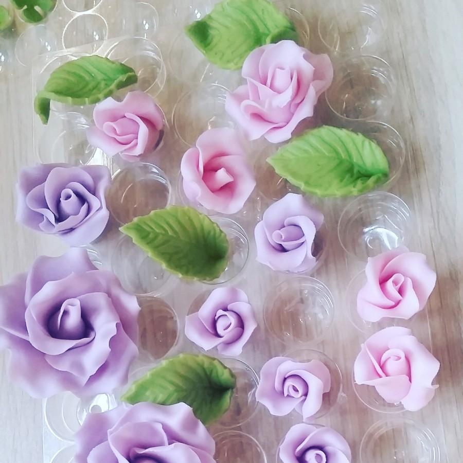 زفاف - Sugar roses, Set of 15 handmade roses, cake topper, wedding cake decor