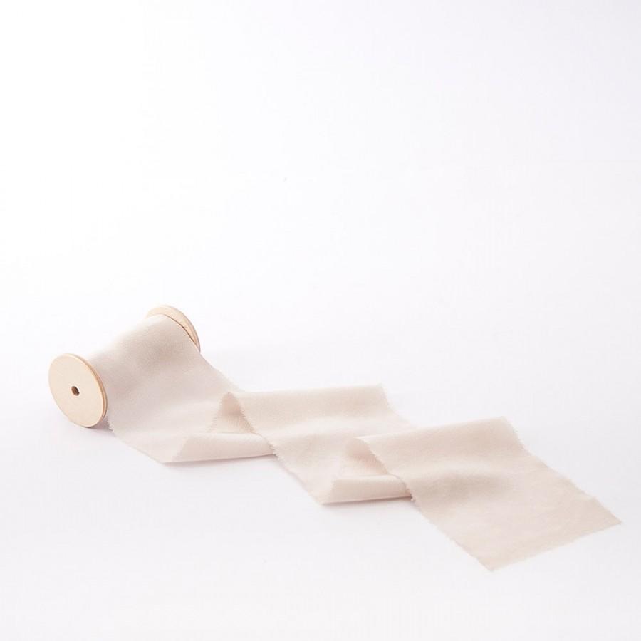 زفاف - Blush Silk Ribbon / 3 yards of 2.5 inch wide, hand dyed, on wooden spool / Wedding bouquet ribbon
